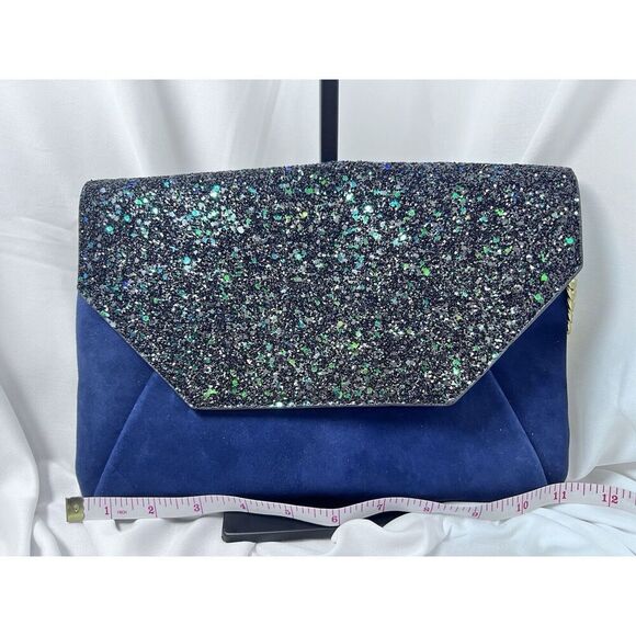 Ann Taylor Bella Glitter Navy Clutch Bling NYE NWT‎ - Picture 10 of 12